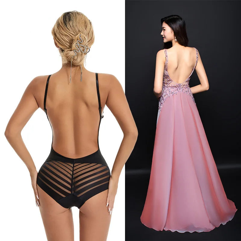 Bodysuit with thin Straps and V-Neckline