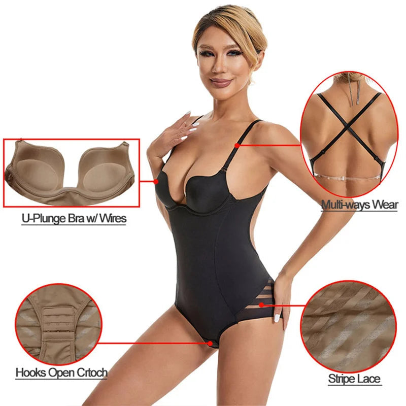 Bodysuit with thin Straps and V-Neckline
